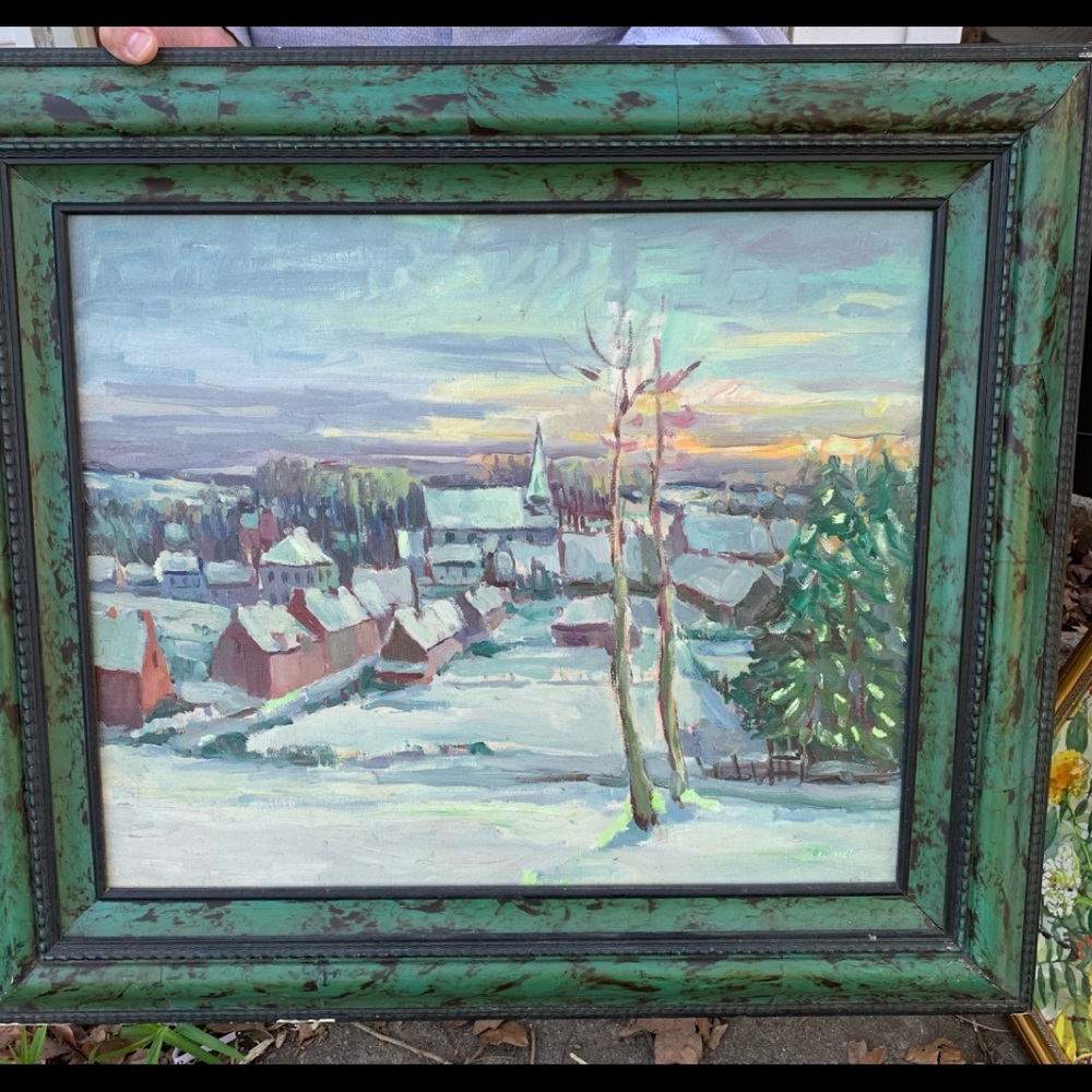 Framed oil painting 24x19. 32” across w/ framed
